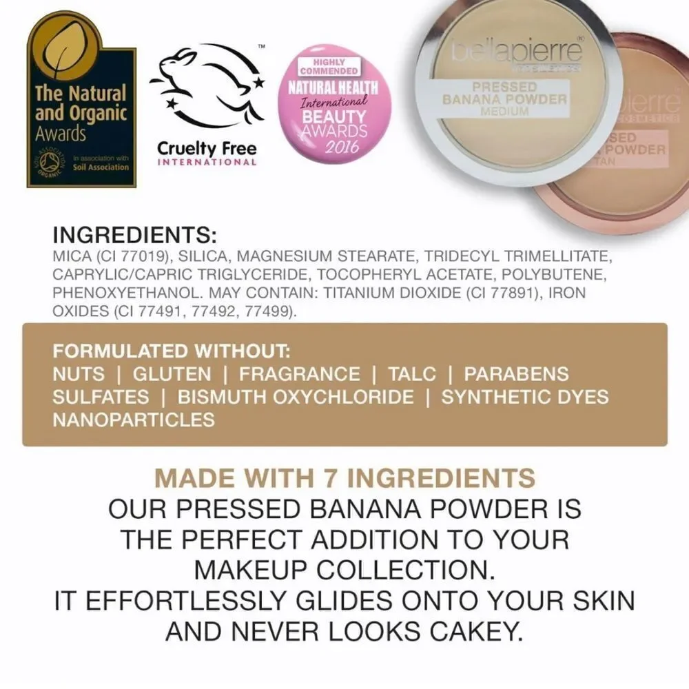 Bellapierre Cosmetics Pressed Banana Setting Powder LIGHT, Full Size, New‎